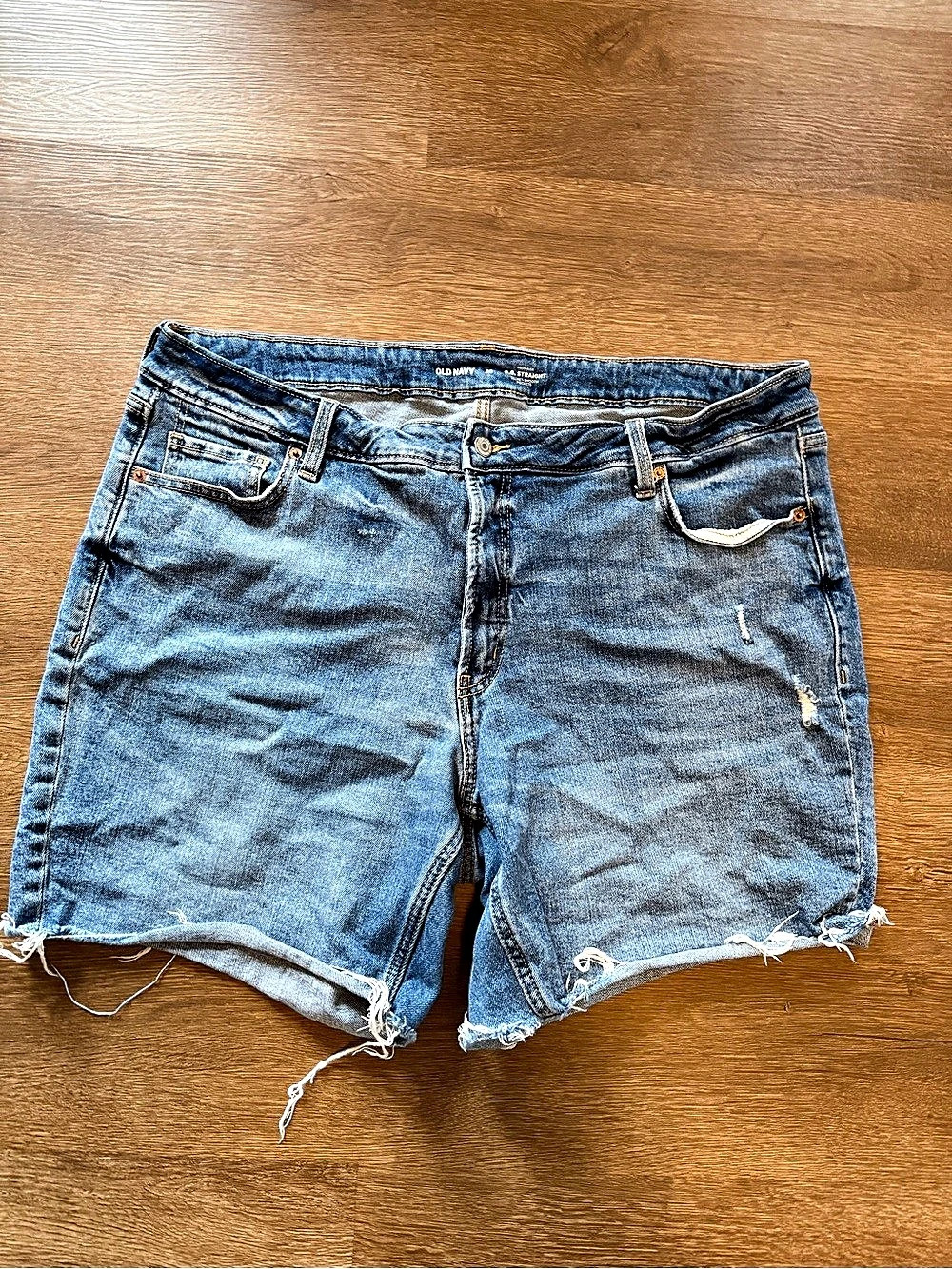 OLD NAVY O.G. Straight Distressed Jean Shorts Blue Waist 20
